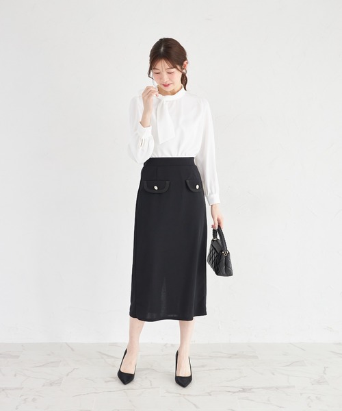 tocco closet(トッコ クローゼット)の「【ZOZO限定】コード刺繍カットジョーゼットタイトスカート ※セットアップ可能(スカート・レディース・ブラック/チャコール/グレイッシュベージュ・M)」の18枚目の写真
