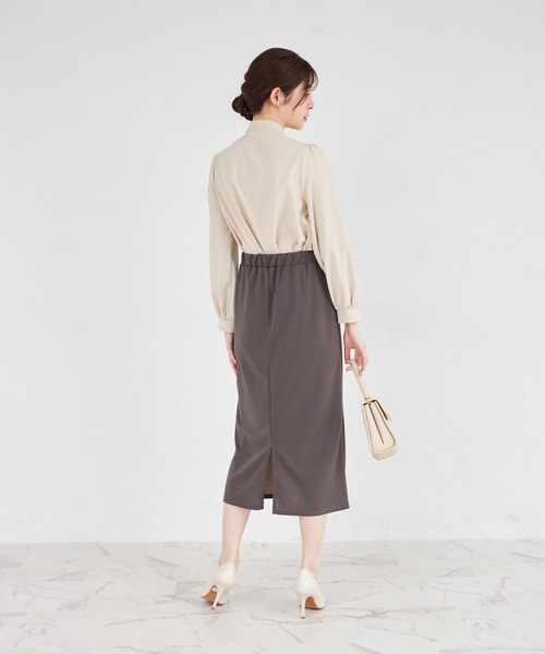 tocco closet(トッコ クローゼット)の「【ZOZO限定】コード刺繍カットジョーゼットタイトスカート ※セットアップ可能(スカート・レディース・ブラック/チャコール/グレイッシュベージュ・M)」の9枚目の写真
