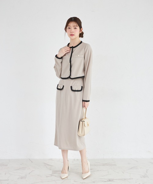 tocco closet(トッコ クローゼット)の「【ZOZO限定】コード刺繍カットジョーゼットタイトスカート ※セットアップ可能(スカート・レディース・ブラック/チャコール/グレイッシュベージュ・M)」の5枚目の写真