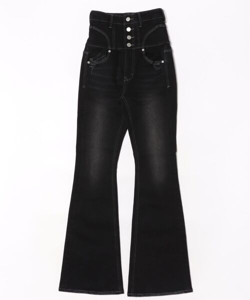 EMODA(エモダ)の「SUPER H/W FLARE PAGGINGS(デニムパンツ・レディース・ブラック・SMALL)」の1枚目の写真