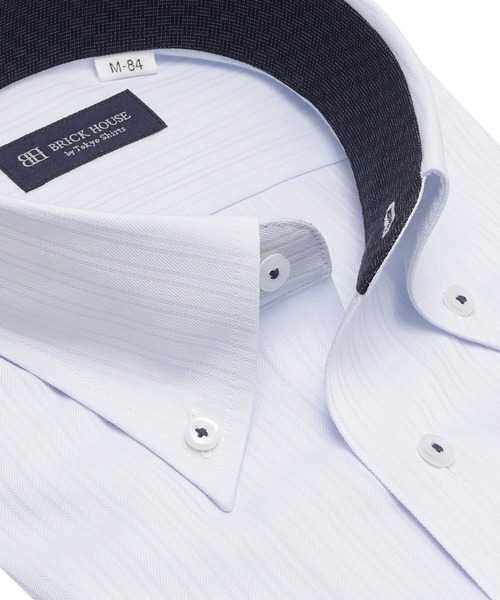 TOKYO SHIRTS(トウキョウシャツ)の「形態安定ノンアイロン ボタンダウン 長袖ビジネスワイシャツ(ビジネスシャツ・メンズ・ブルー・首回り37cm-裄丈80cm/首回り39cm-裄丈80cm/首回り39cm-裄丈84cm/首回り41cm-裄丈82cm/首回り41cm-裄丈86cm/首回り42cm-裄丈82cm/首回り42cm-裄丈86cm/首回り43cm-裄丈82cm/首回り43cm-裄丈86cm/首回り37cm-裄丈84cm)」の7枚目の写真