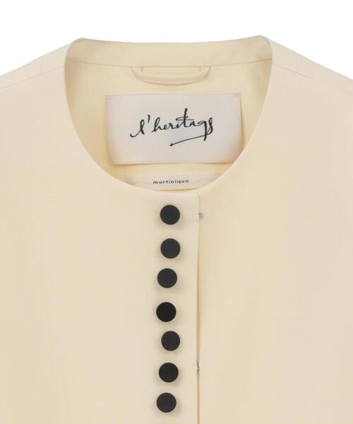 martinique(マルティニーク)の「【l’heritage martinique/レリタージュ マルティニーク】T/W 2WAYストレッチクルーネックジャケット(ノーカラージャケット・レディース・ネイビー/ホワイト・FREE)」の4枚目の写真