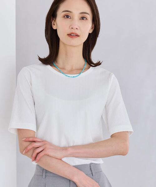 Reflect(リフレクト)の「【インナーにおすすめ◎】クルーネックストレッチリブトップス(Tシャツ/カットソー・レディース・オリーブ/ブラック/オフホワイト・09/11)」の1枚目の写真