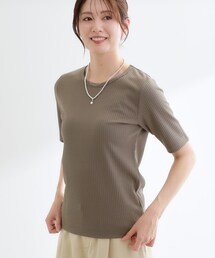 Reflect | 【インナーにおすすめ◎】クルーネックストレッチリブトップス(Tシャツ/カットソー)