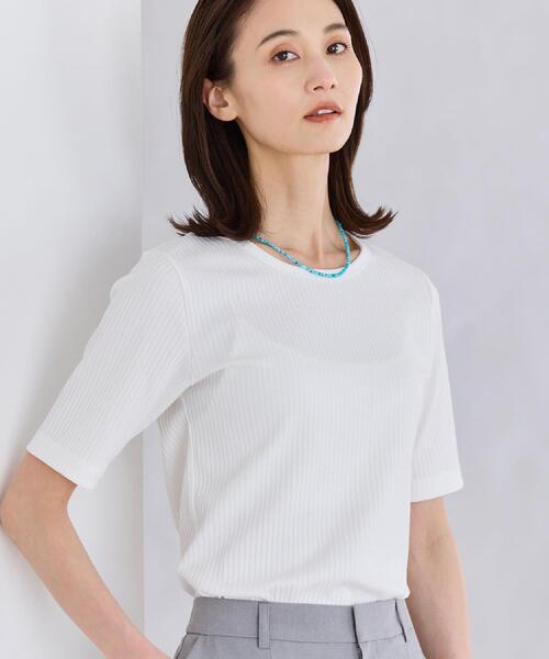 Reflect(リフレクト)の「【インナーにおすすめ◎】クルーネックストレッチリブトップス(Tシャツ/カットソー・レディース・オリーブ/ブラック/オフホワイト・09/11)」の12枚目の写真