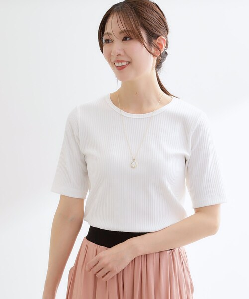 Reflect(リフレクト)の「【インナーにおすすめ◎】クルーネックストレッチリブトップス(Tシャツ/カットソー・レディース・オリーブ/ブラック/オフホワイト・09/11)」の16枚目の写真