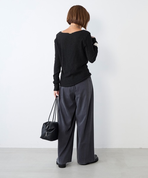 MICA&DEAL(マイカ&ディール)の「フィブリルタックワイドパンツ〈2サイズ展開〉(その他パンツ・レディース・オフホワイト/チャコールグレー/ベージュ・36/38)」の15枚目の写真