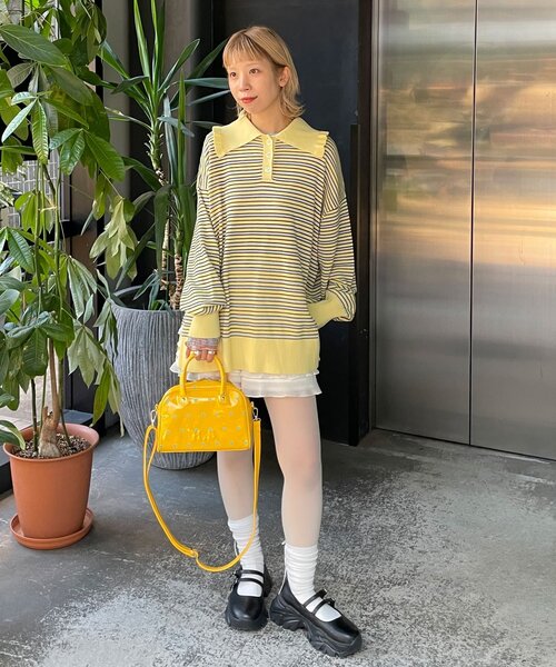 HELLO.SANFRANCISCO（ハローサンフランシスコ）の「【HELLO.SANFRANCISCO/ハローサンフランシスコ】ハートプリントエナメルミニボストンBAG（ボストンバッグ・レディース・イエロー/ホワイト/ピンク・ONE SIZE）」の14枚目の写真