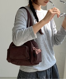ボストンカレッジショルダーバッグ/アウトポケットハンドルバッグ
