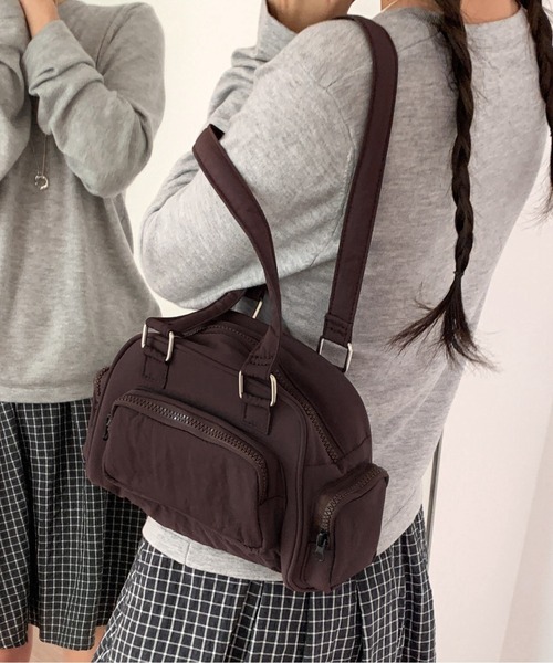 FINEnough(ファインナフ)の「ボストンカレッジショルダーバッグ/アウトポケットハンドルバッグ(ショルダーバッグ・レディース・グレー/カーキ/ブラック/ブラウン・FREE)」の15枚目の写真