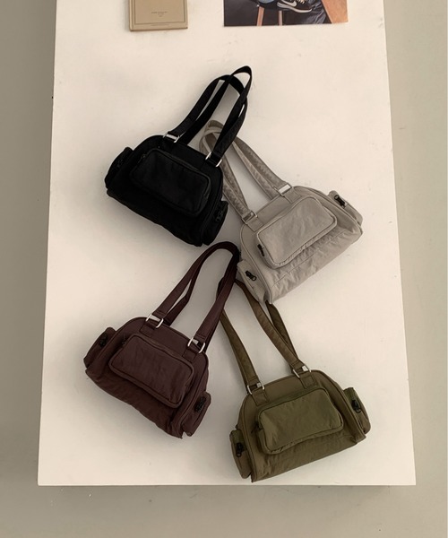FINEnough(ファインナフ)の「ボストンカレッジショルダーバッグ/アウトポケットハンドルバッグ(ショルダーバッグ・レディース・グレー/カーキ/ブラック/ブラウン・FREE)」の9枚目の写真