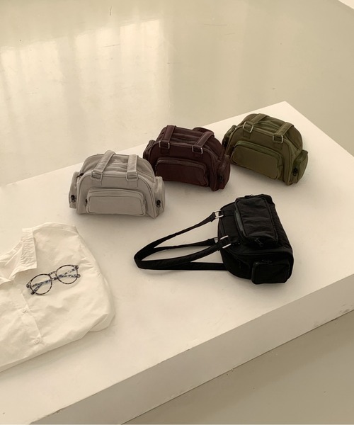 FINEnough(ファインナフ)の「ボストンカレッジショルダーバッグ/アウトポケットハンドルバッグ(ショルダーバッグ・レディース・グレー/カーキ/ブラック/ブラウン・FREE)」の8枚目の写真