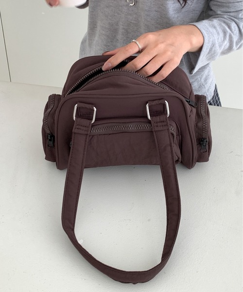 FINEnough(ファインナフ)の「ボストンカレッジショルダーバッグ/アウトポケットハンドルバッグ(ショルダーバッグ・レディース・グレー/カーキ/ブラック/ブラウン・FREE)」の14枚目の写真