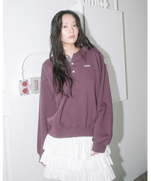 WP CHECKED COLLAR SWEATSHIRT(WINE)