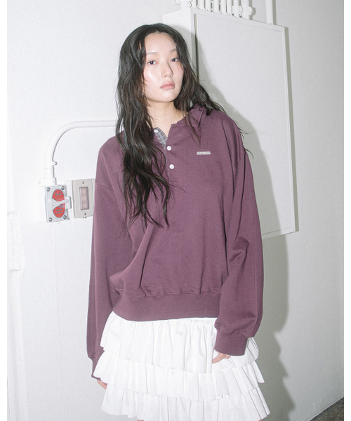 HAVISM(ヘビズム)の「WP CHECKED COLLAR SWEATSHIRT(WINE)(ポロシャツ・レディース・その他・ONE SIZE)」の1枚目の写真