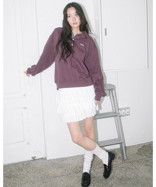 HAVISM(ヘビズム)の「WP CHECKED COLLAR SWEATSHIRT(WINE)(ポロシャツ・レディース・その他・ONE SIZE)」の3枚目の写真
