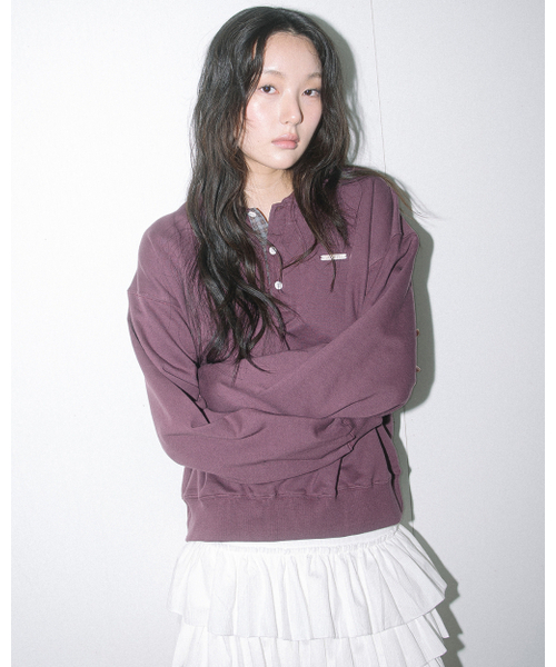 HAVISM(ヘビズム)の「WP CHECKED COLLAR SWEATSHIRT(WINE)(ポロシャツ・レディース・その他・ONE SIZE)」の4枚目の写真