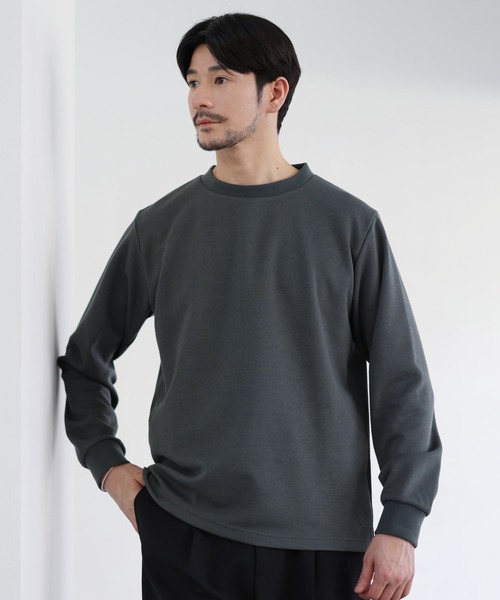 SPU(スプ)の「鹿の子クルーネックロングTシャツ(Tシャツ/カットソー・メンズ・杢グレー/ブラック/チャコール・S/M/L/XL)」の3枚目の写真