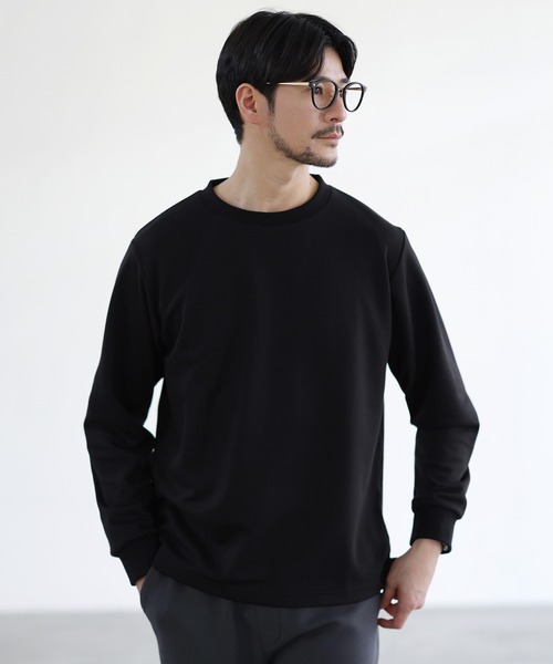 SPU(スプ)の「鹿の子クルーネックロングTシャツ(Tシャツ/カットソー・メンズ・杢グレー/ブラック/チャコール・S/M/L/XL)」の2枚目の写真