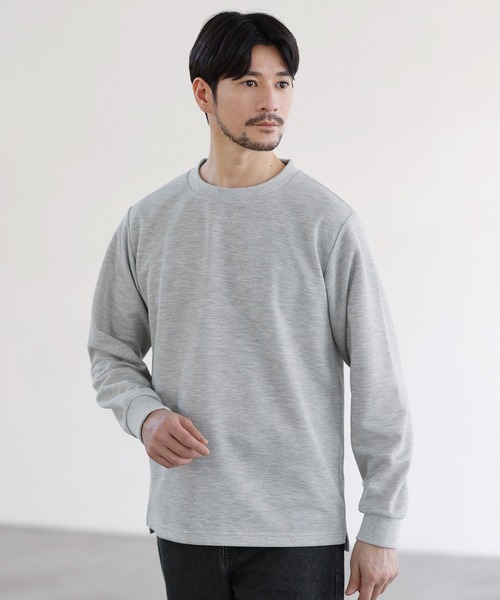 SPU(スプ)の「鹿の子クルーネックロングTシャツ(Tシャツ/カットソー・メンズ・杢グレー/ブラック/チャコール・S/M/L/XL)」の8枚目の写真