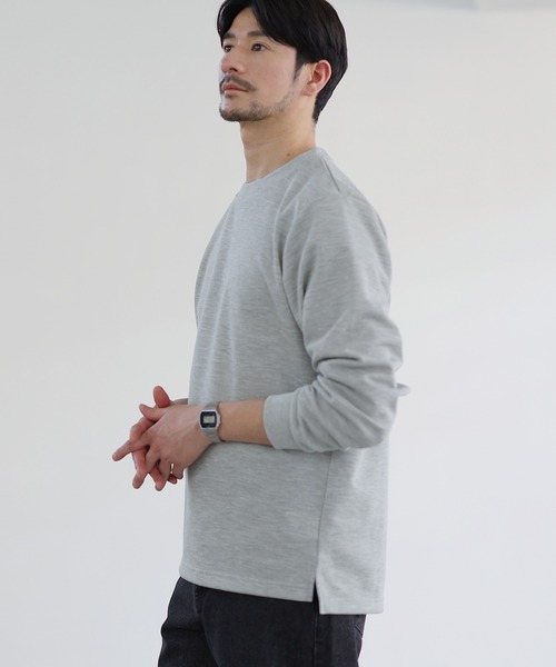SPU(スプ)の「鹿の子クルーネックロングTシャツ(Tシャツ/カットソー・メンズ・杢グレー/ブラック/チャコール・S/M/L/XL)」の10枚目の写真