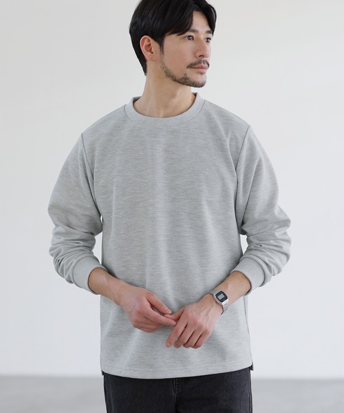 SPU(スプ)の「鹿の子クルーネックロングTシャツ(Tシャツ/カットソー・メンズ・杢グレー/ブラック/チャコール・S/M/L/XL)」の11枚目の写真
