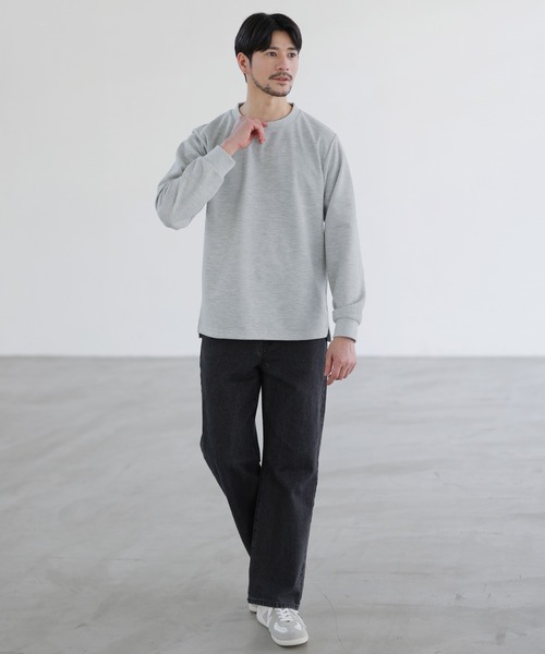 SPU(スプ)の「鹿の子クルーネックロングTシャツ(Tシャツ/カットソー・メンズ・杢グレー/ブラック/チャコール・S/M/L/XL)」の13枚目の写真