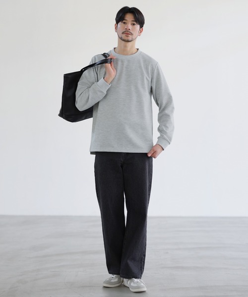 SPU(スプ)の「鹿の子クルーネックロングTシャツ(Tシャツ/カットソー・メンズ・杢グレー/ブラック/チャコール・S/M/L/XL)」の14枚目の写真