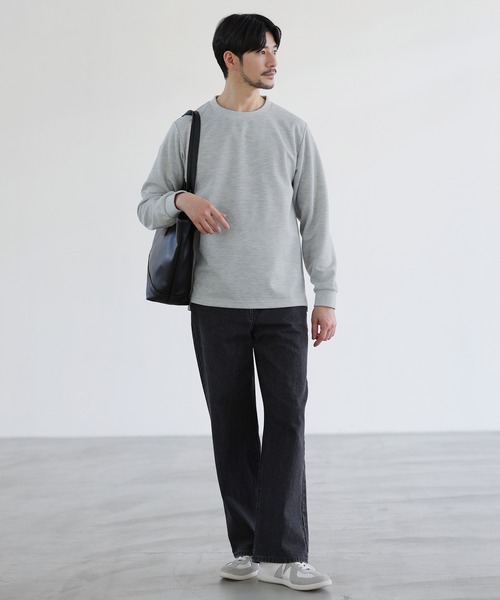 SPU(スプ)の「鹿の子クルーネックロングTシャツ(Tシャツ/カットソー・メンズ・杢グレー/ブラック/チャコール・S/M/L/XL)」の15枚目の写真