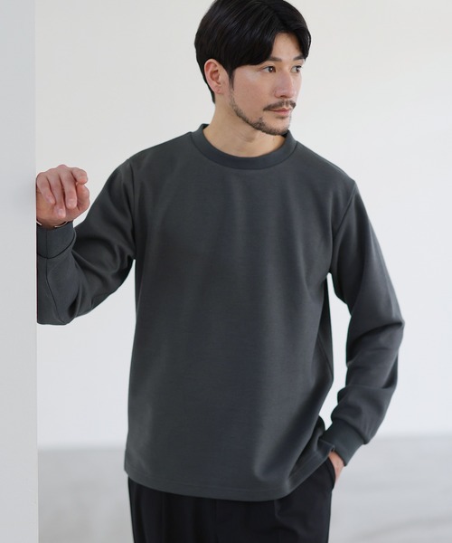 SPU(スプ)の「鹿の子クルーネックロングTシャツ(Tシャツ/カットソー・メンズ・杢グレー/ブラック/チャコール・S/M/L/XL)」の16枚目の写真