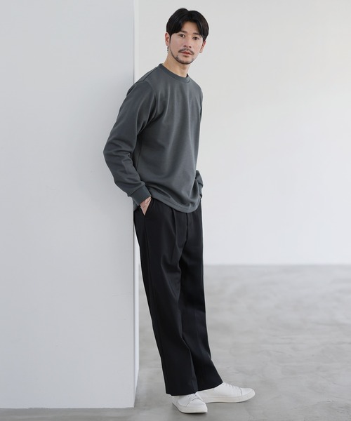 SPU(スプ)の「鹿の子クルーネックロングTシャツ(Tシャツ/カットソー・メンズ・杢グレー/ブラック/チャコール・S/M/L/XL)」の18枚目の写真