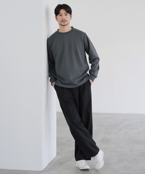 SPU(スプ)の「鹿の子クルーネックロングTシャツ(Tシャツ/カットソー・メンズ・杢グレー/ブラック/チャコール・S/M/L/XL)」の19枚目の写真