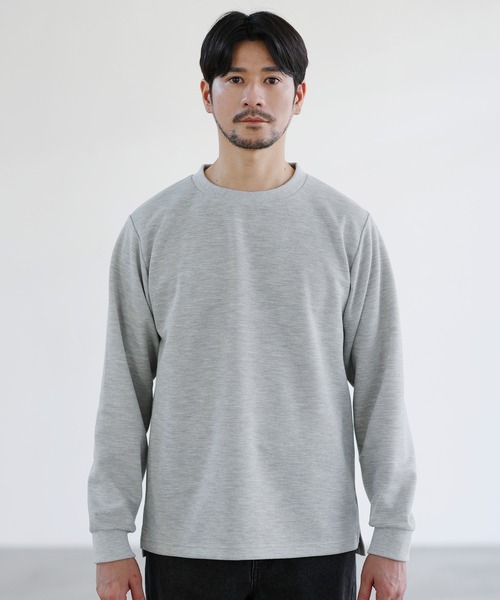 SPU(スプ)の「鹿の子クルーネックロングTシャツ(Tシャツ/カットソー・メンズ・杢グレー/ブラック/チャコール・S/M/L/XL)」の20枚目の写真