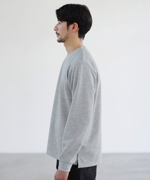 SPU(スプ)の「鹿の子クルーネックロングTシャツ(Tシャツ/カットソー・メンズ・杢グレー/ブラック/チャコール・S/M/L/XL)」の21枚目の写真