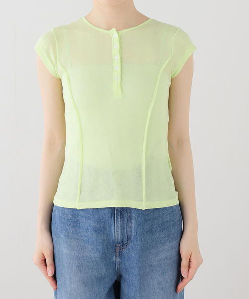 OUTDOOR PRODUCTS（アウトドアプロダクツ）の「miller Light Prib Henly S/S Tee（Tシャツ/カットソー・レディース・イエロー/アイボリー/ブラック/グレー・FREE）」の4枚目の写真