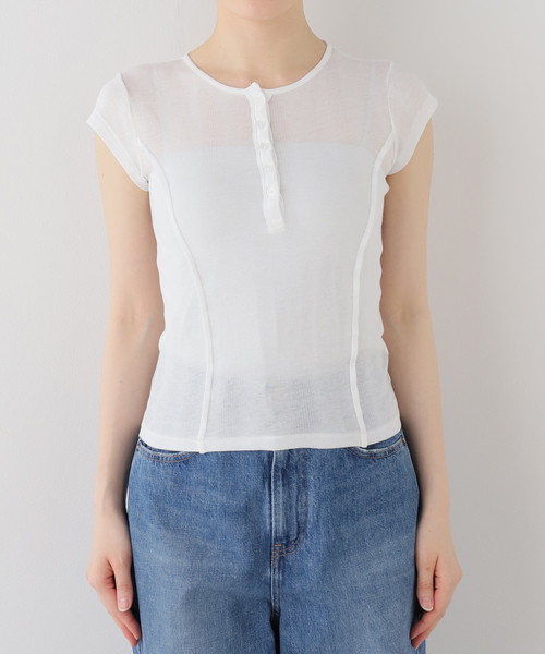 OUTDOOR PRODUCTS（アウトドアプロダクツ）の「miller Light Prib Henly S/S Tee（Tシャツ/カットソー・レディース・イエロー/アイボリー/ブラック/グレー・FREE）」の2枚目の写真