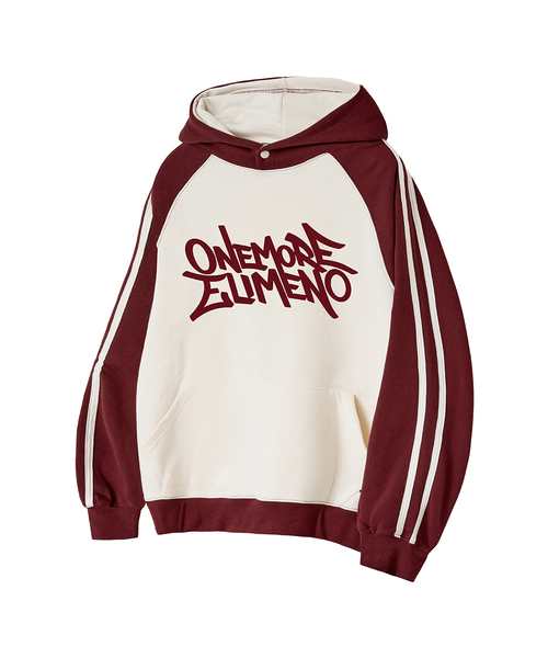 ELIMENO(エリメノ)の「EL ONEMORE ラグランラインフードパーカー 3カラー(パーカー・メンズ・ブルー/ブラック/ワイン/グリーン・SMALL/1/2/3/4)」の4枚目の写真