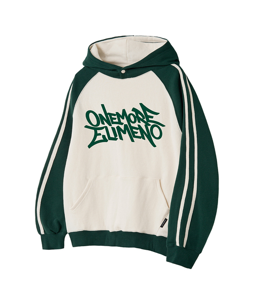 ELIMENO(エリメノ)の「EL ONEMORE ラグランラインフードパーカー 3カラー(パーカー・メンズ・ブルー/ブラック/ワイン/グリーン・SMALL/1/2/3/4)」の2枚目の写真