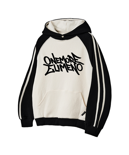 ELIMENO(エリメノ)の「EL ONEMORE ラグランラインフードパーカー 3カラー(パーカー・メンズ・ブルー/ブラック/ワイン/グリーン・SMALL/1/2/3/4)」の1枚目の写真