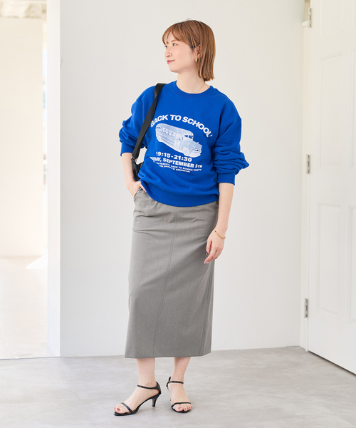 Spick & Span（スピックアンドスパン）の「ドライトロIラインスカート（スカート・レディース・ライトグレー/チャコールグレー・38/36）」の4枚目の写真