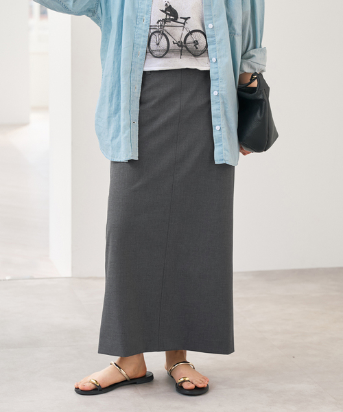 Spick & Span（スピックアンドスパン）の「ドライトロIラインスカート（スカート・レディース・ライトグレー/チャコールグレー・38/36）」の5枚目の写真