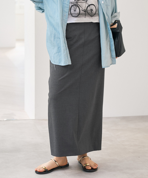 Spick & Span（スピックアンドスパン）の「ドライトロIラインスカート（スカート・レディース・ライトグレー/チャコールグレー・38/36）」の6枚目の写真