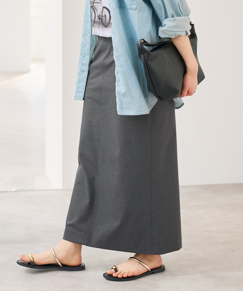 Spick & Span（スピックアンドスパン）の「ドライトロIラインスカート（スカート・レディース・ライトグレー/チャコールグレー・38/36）」の8枚目の写真