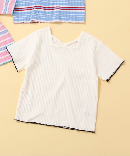BREEZE(ブリーズ)の「【リンク】前後どっちも着れる メロウリブTシャツ(Tシャツ/カットソー・キッズ・ブルー/ブラック/オフホワイト/レインボー/ピンク・100/90/80/140/130/120/110)」の2枚目の写真
