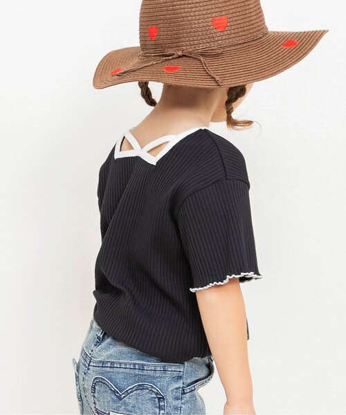 BREEZE(ブリーズ)の「【リンク】前後どっちも着れる メロウリブTシャツ(Tシャツ/カットソー・キッズ・ブルー/ブラック/オフホワイト/レインボー/ピンク・100/90/80/140/130/120/110)」の1枚目の写真