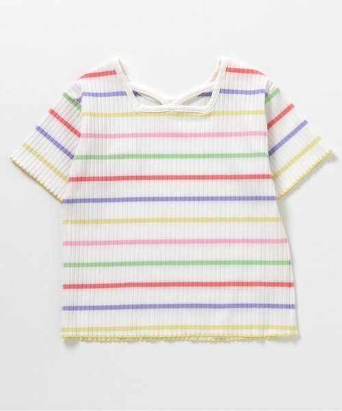 BREEZE(ブリーズ)の「【リンク】前後どっちも着れる メロウリブTシャツ(Tシャツ/カットソー・キッズ・ブルー/ブラック/オフホワイト/レインボー/ピンク・100/90/80/140/130/120/110)」の19枚目の写真