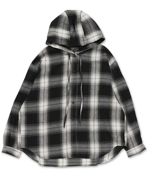 SPINNS（スピンズ）の「フード付きオーバーサイズチェックシャツ（シャツ/ブラウス・レディース・ブラック/ブラウン/ネイビー・ONESIZE）」の15枚目の写真