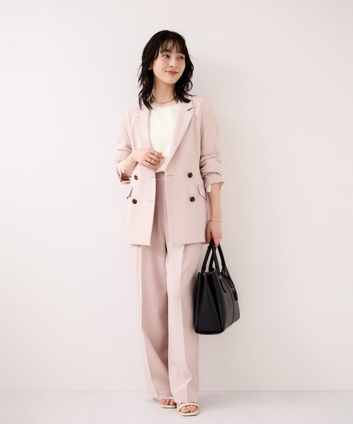 VIS（ビス）の「美easyリネンライクテーラードジャケット/イージーケア・接触冷感・セットアップ対応（テーラードジャケット・レディース・ピンク/ブラック/キナリ/グレー・M/S）」の7枚目の写真