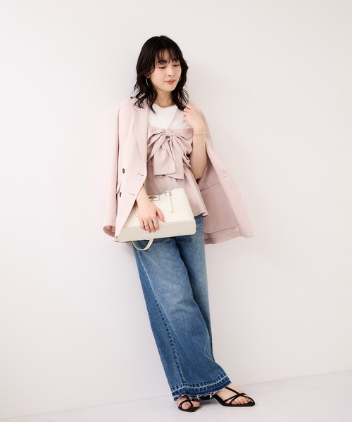 VIS（ビス）の「美easyリネンライクテーラードジャケット/イージーケア・接触冷感・セットアップ対応（テーラードジャケット・レディース・ピンク/ブラック/キナリ/グレー・M/S）」の11枚目の写真