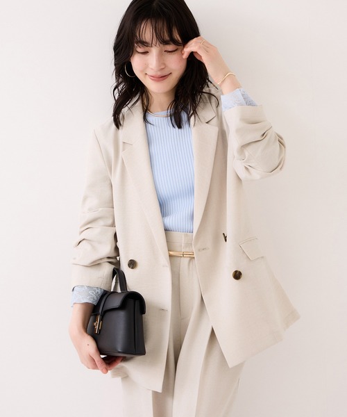 VIS（ビス）の「美easyリネンライクテーラードジャケット/イージーケア・接触冷感・セットアップ対応（テーラードジャケット・レディース・ピンク/ブラック/キナリ/グレー・M/S）」の14枚目の写真